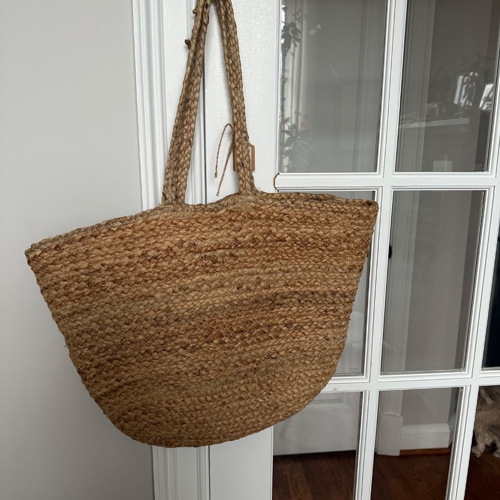 "Excuse me While I Kiss the Sky" Straw Bag Tote NTW - Picture 3 of 4